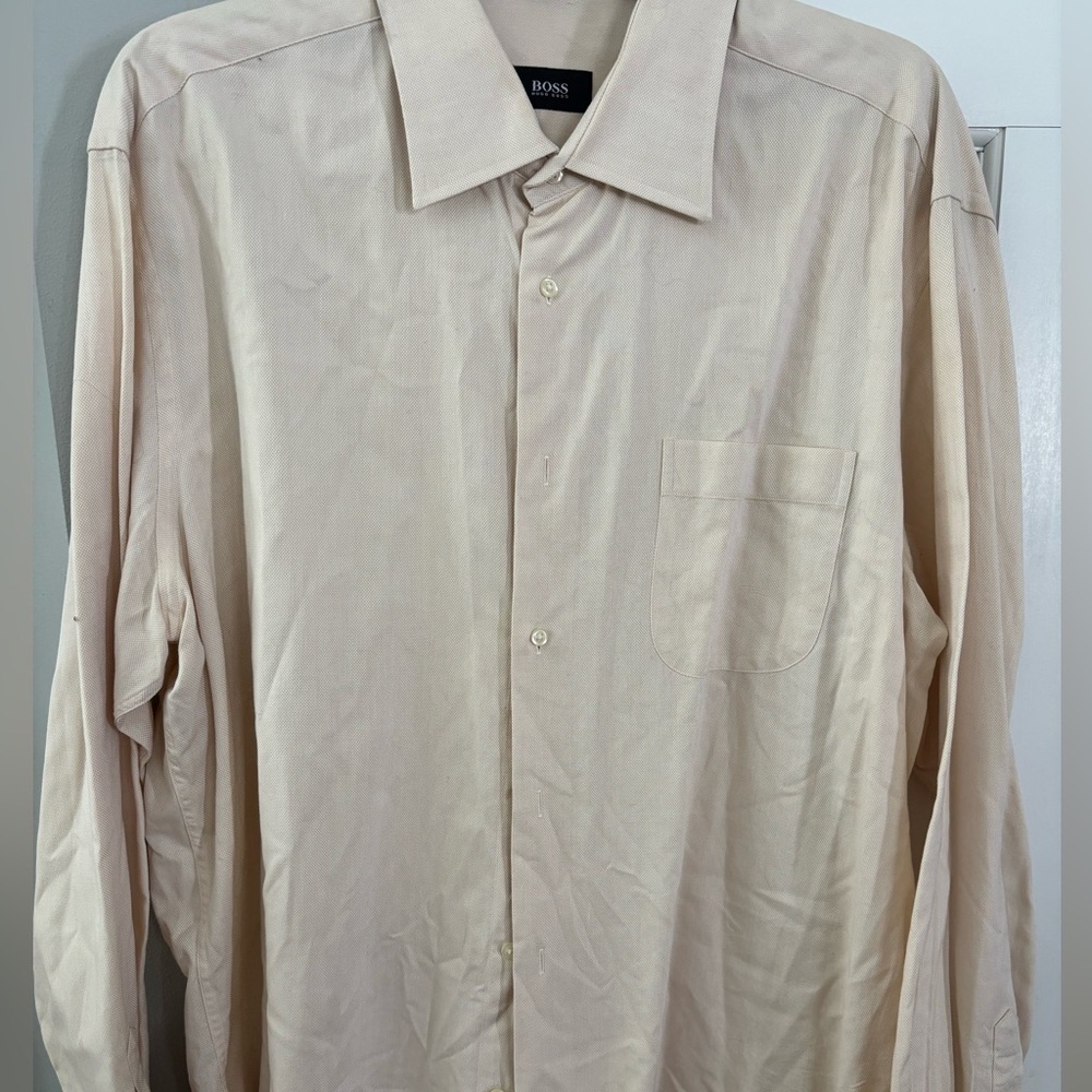 Hugo Boss Cream Textured Shirt - 17 1/2 36/37